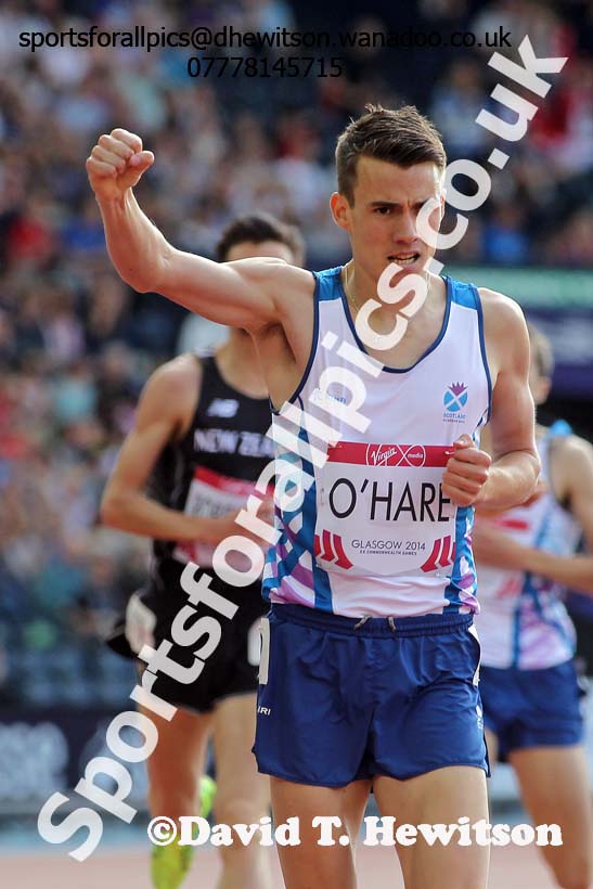 Chris O'Hare (Scotland) 1500 metres heats at the Commonwealth Games, Glasgow. Photo: David T. Hewitson/Sports for All Pics